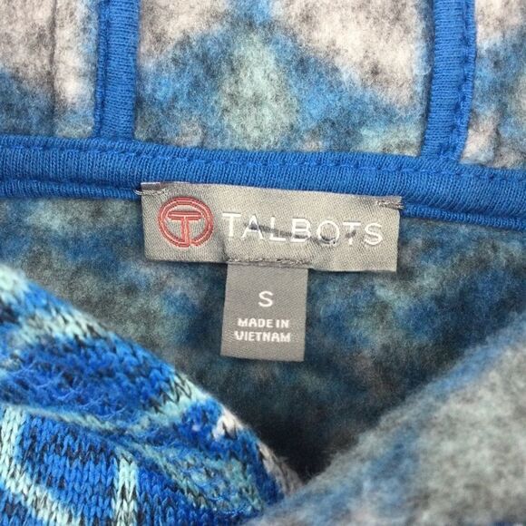 Talbots Snowflake Pullover Blue Snowflake Fleece Hoodie, Size Small - Picture 3 of 10